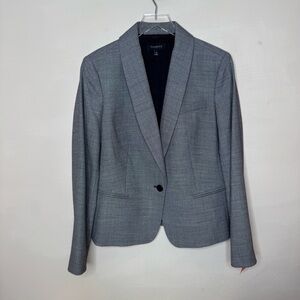 Talbots Twill Wool Blend Blazer Jacket Black Circle Print Size 14
